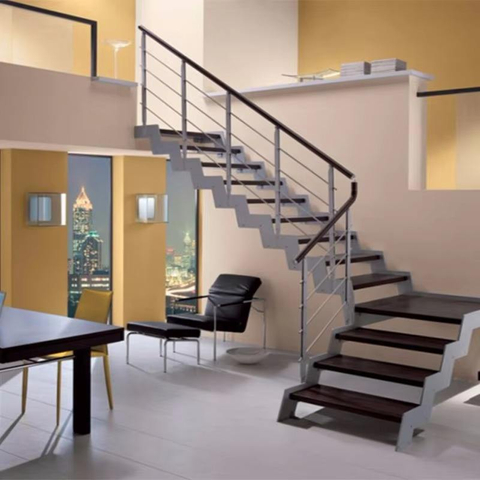 Modern& Transparent Glass Railing Stairs L Shaped Side Plates Staircase Wooden Stair - ID 1601860408512