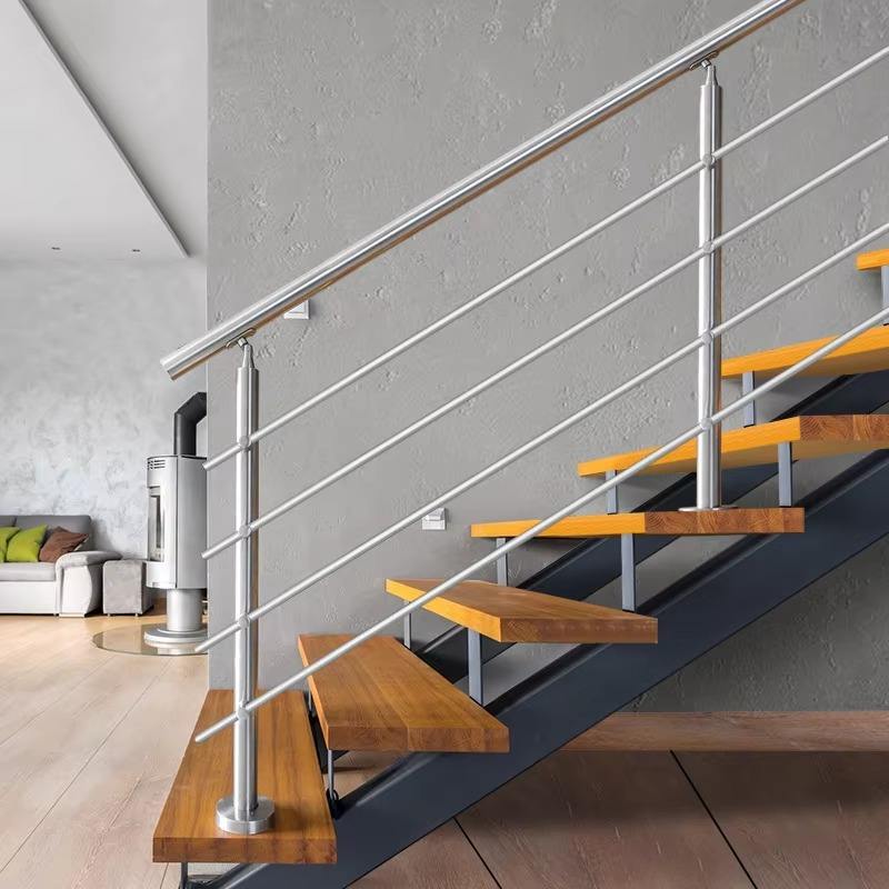 GB Modern Outdoor Cable Railing System Top and Side Mounted Balustrade Post with Crossbar Stainless Steel 316 Black Surface
