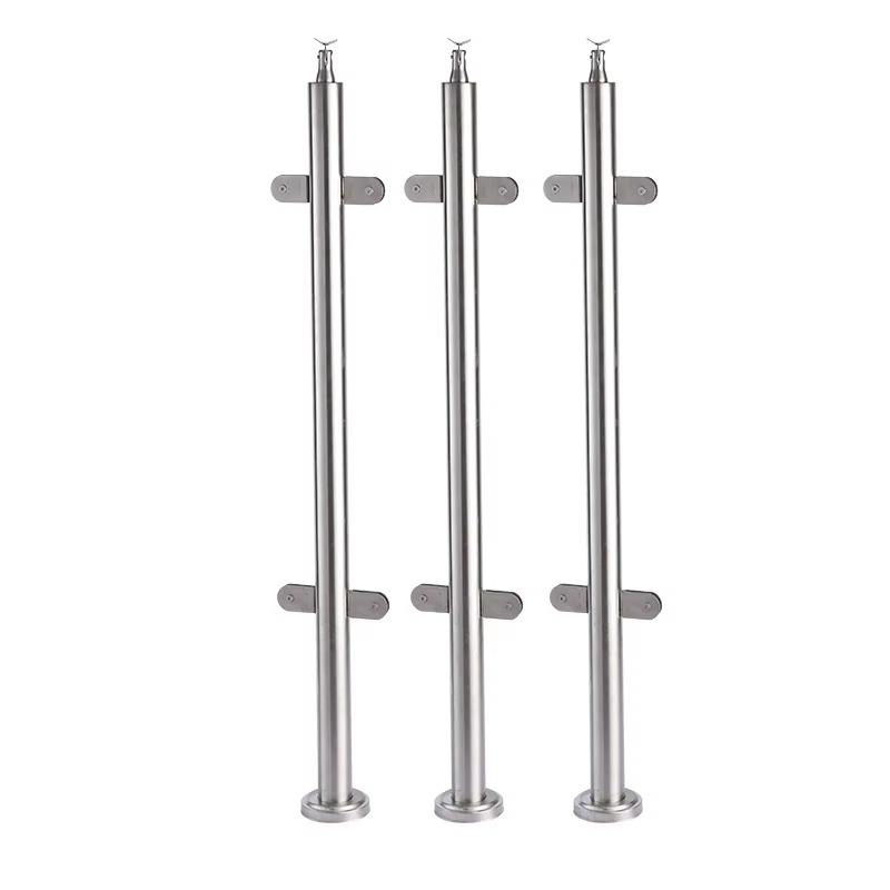 Outdoor Decking Fence Glass Balustrade Round Tube Glass Railing Post