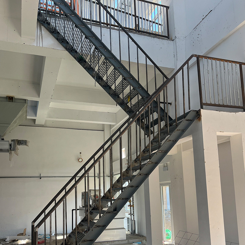 Outdoor Prefabricated Metal Fire Escape Steel Stairs Building