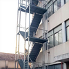 Outdoor Staircase Metal Fire Escape Stairs With Rod Bar Railing Carbon Steel Straight Staircase
