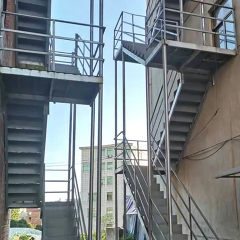 Customized Foundation Pit Ladder with Double-sided Handrails Steel Structure Safety Foundation Pit Staircase