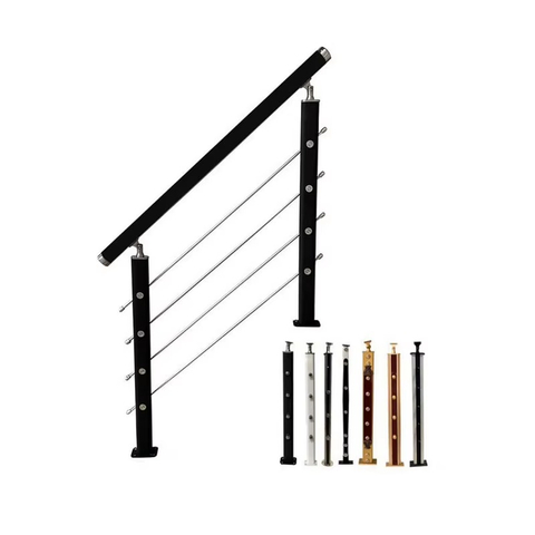 Modern Black Stainless Steel Wire Cable Stair Railing for Farmhouse Bedroom Basement Deck & Park Use