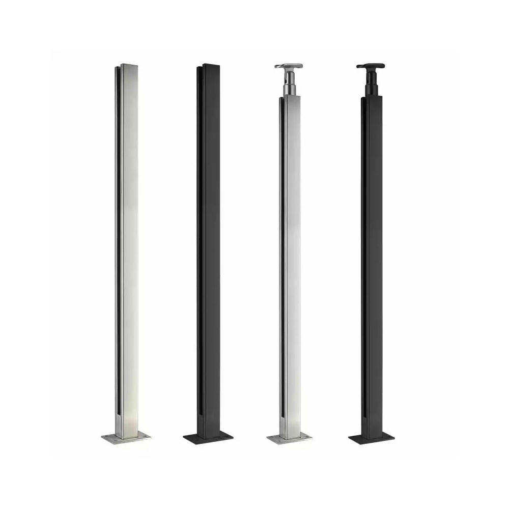 Stainless Steel Glass Railing System with Slot Post Clamp Outdoor Handrail for Pool Deck Fencing Corridor Stairs Home Use - ID 1601791474087