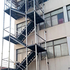 Outdoor Customized Steel Structure Glass Wrought Iron Metal Villa Balcony Fire Escape Stairs
