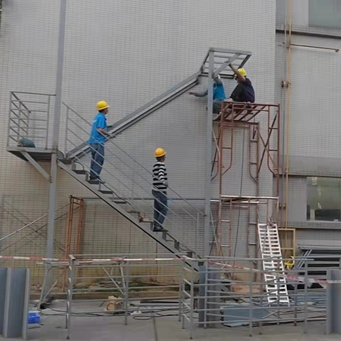 International Standard Exterior Prefabricated Mild Steel Stairs /outdoor Metal Fire Escape Stairs