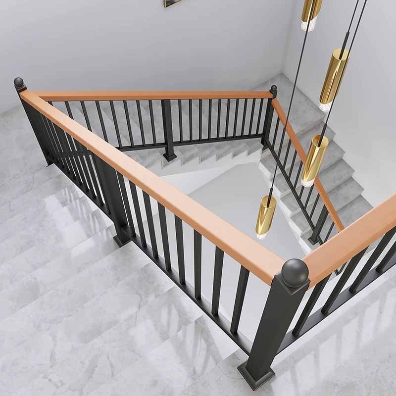 Modern Solid Wood Wrought Iron Beech Wood Stair Handrail Balcony Guardrail Attic Railing Villa Garden DIY Staircase