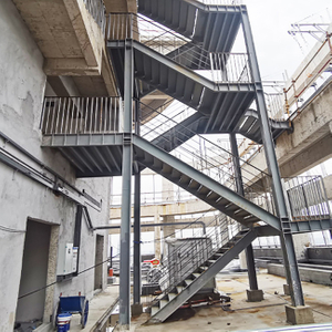 Customizable Color Prefab High Quality Hot Dip Galvanized Carbon Steel Fire Escape Stairs