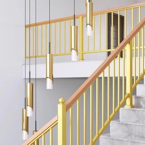 Modern Indoor Outdoor Stair Villa Balustrade with Black Stainless Steel Posts and Wooden Handrail for Hospital and Hotel Use