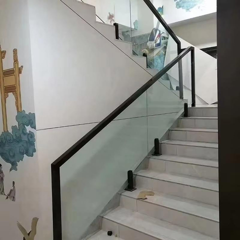 Frameless Glass Railing Pool Fencing Handailings Tempered Glass Panels Balcony Aluminum Stair Railing Stairs