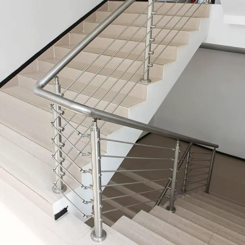 Top Sale OEM Stair Design Tube Banister Railing Vertical Post Exterior Balcony Stainless Steel Handrail Crossbar Railing