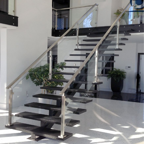 China Manufacturer Staircase Metal Stringer Floating Stairs Indoor Central Straight Riser for Small Spaces