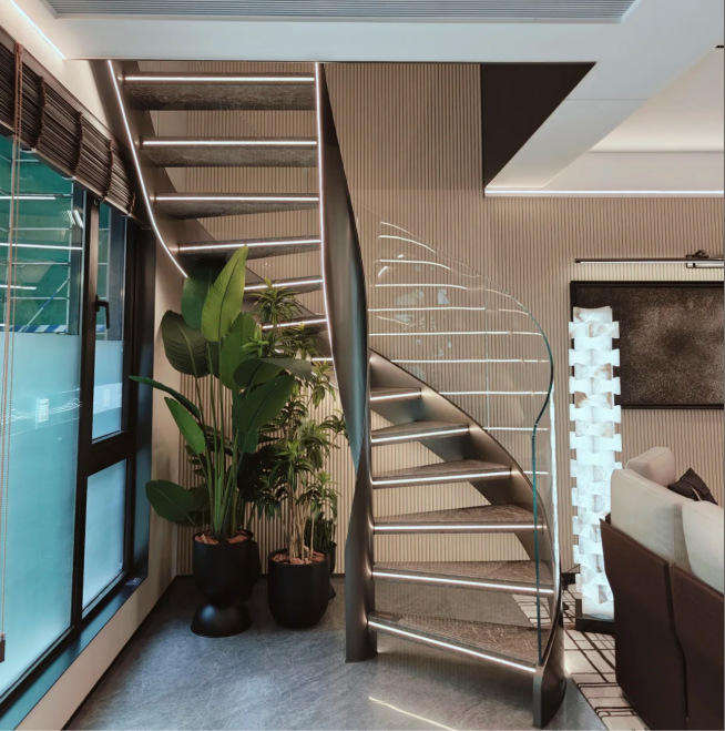 Curved Suspended Staircase Metal Stairs Mono Stringer Straight Staircase - ID 1601799913871