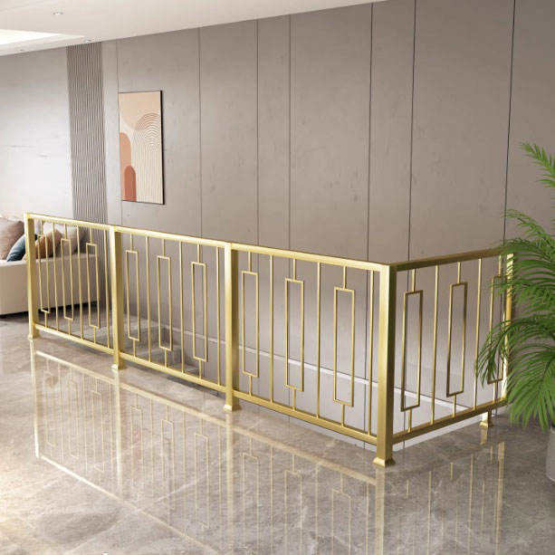 Popular Rectangle Series Hollow Tube Indoor Stair Wrought Iron Powder Coated Steel Stair Railing
