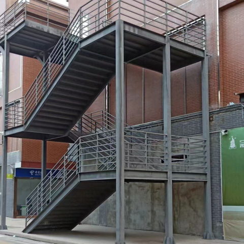 Fire Escape Stairs Exterior Metal Staircase Outdoor Emergency Climbing Safety Ladders Hot Sale Steel Safety Apartment
