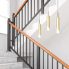 Modern Indoor Outdoor Stair Villa Balustrade Black Post Clamps Wooden Handrail