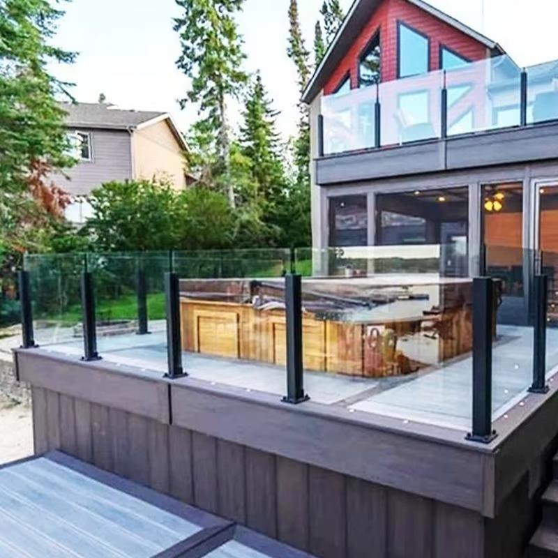 Stainless Steel Polished Glass Modern Railing Post with Handrail for Home Office Stair Balcony Pool Fence