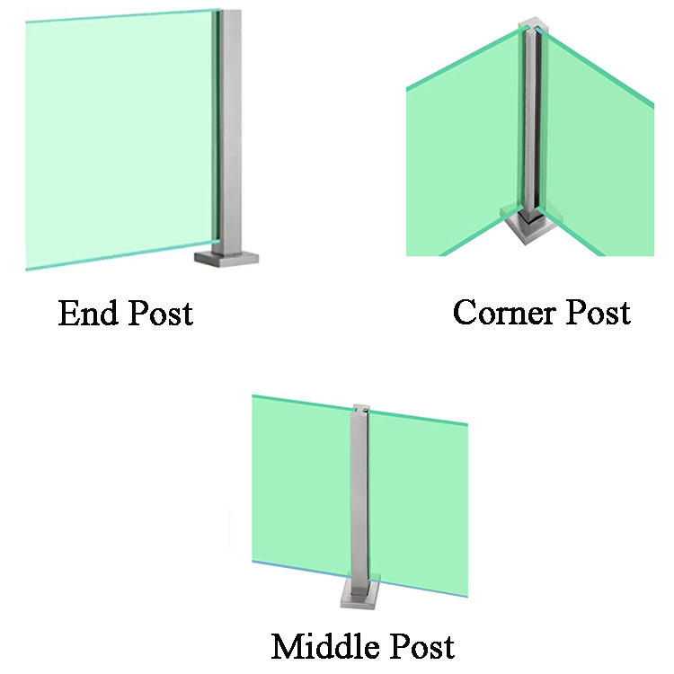 Simple Design Frameless Glass Railing System Staircase Glass Railing Post Tempered Glass Stair Railing