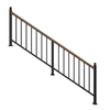 Modern Indoor Outdoor Stair Villa Balustrade with Black Stainless Steel Posts and Wooden Handrail for Hospital and Hotel Use