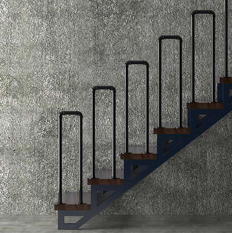Industrial Malleable Iron Hand U-shaped Railing Pipe U Handrail for Stairs Porch Garden Loft Corridor Indoor Outdoor