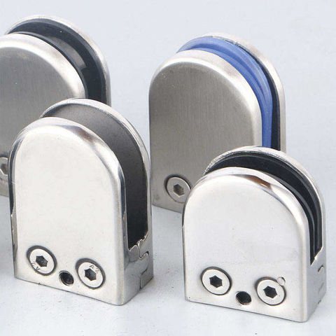 Hot Selling SUS 304 Stainless Steel U/D Shape Flat Arc Bottom Stain Brushed 8-10mm Glass Clamp