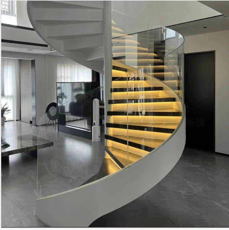 Curved Suspended Staircase Metal Stairs Mono Stringer Straight Staircase - ID 1601799913871