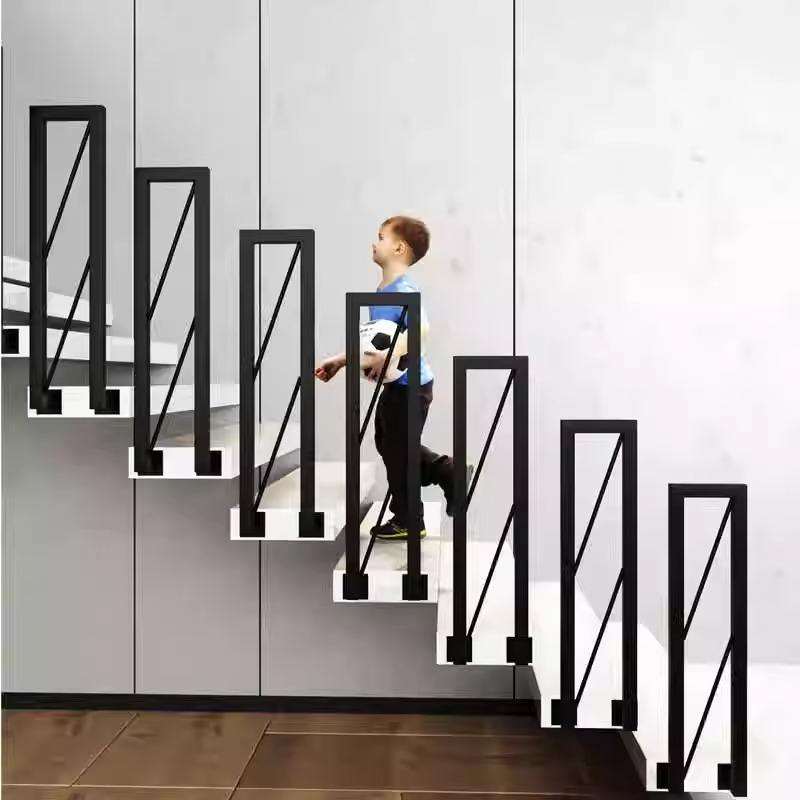 Indoor Black Carbon Steel Railing Designs for Balcony Luxury Stainless Steel Gold Stair Railing