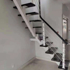 Customized Modern Design Apartment Spiral Stairs Durable White Black Steel Structure with Wooden Steps Steel Rod Railing