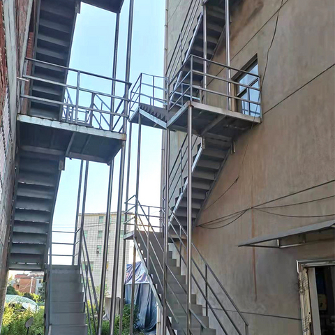 Industrial Outdoor Staircase Metal Stairs Non-Slip Carbon Fire Escape Steel Staircase
