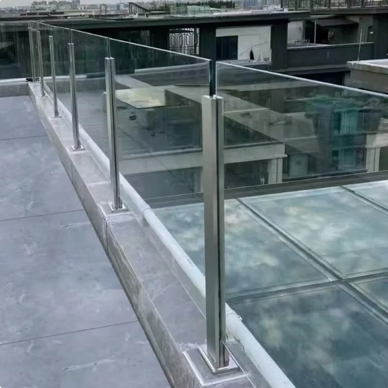 Glass Railing System with Slot Post Clamp Outdoor Handrail for Pool Deck Fencing Corridor Stairs Home Use