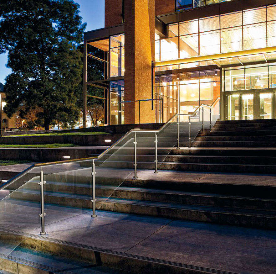 Glass Balustrade Post with Stainless Steel Handrail square Tube or Round Fence Post Balustrade with Tempered Glass - ID 1601791362320