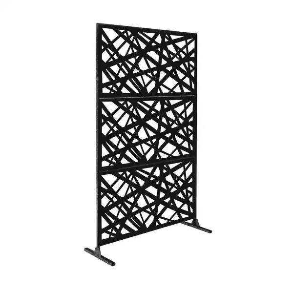 Metal Outdoor Privacy Screen with Stand Decoative Privacy Screen Fence Panels Freestanding for Outside Patio Garden Backyard