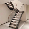 Modern& Transparent Glass Railing Stairs L Shaped Side Plates Staircase Wooden Stair - ID 1601799770629