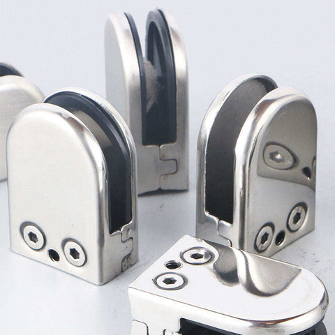 Hot Selling SUS 304 Stainless Steel U/D Shape Flat Arc Bottom Stain Brushed 8-10mm Glass Clamp