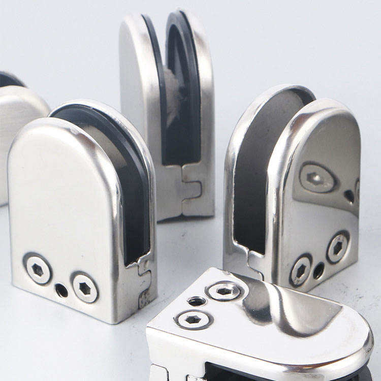 Hot Selling SUS 304 Stainless Steel U/D Shape Flat Arc Bottom Stain Brushed 8-10mm Glass Clamp
