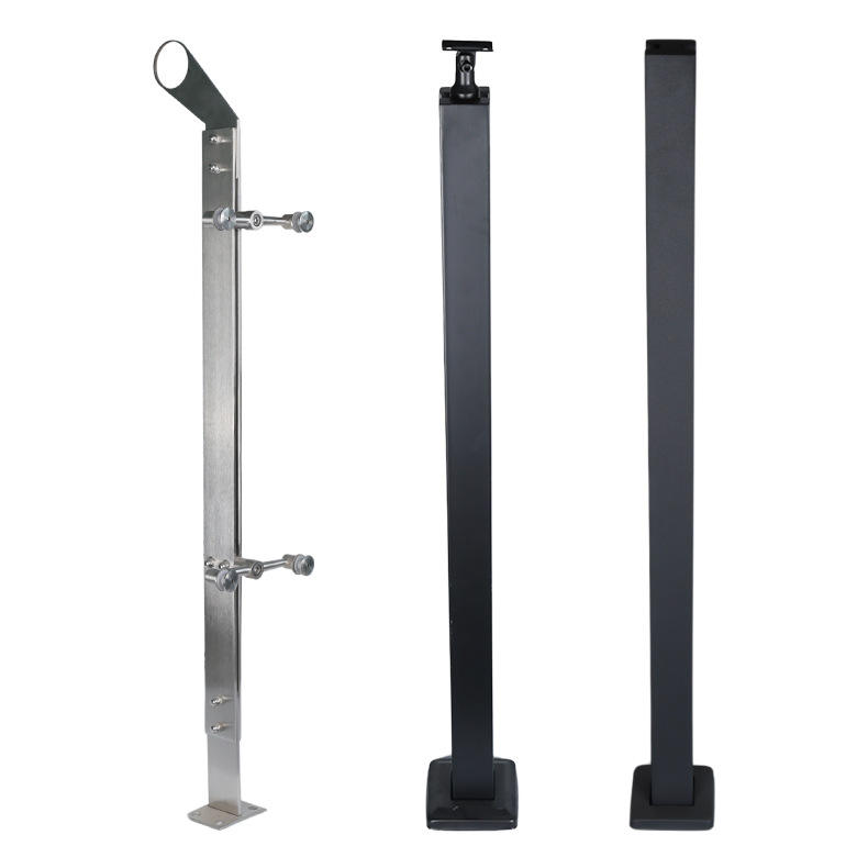 Glass Balustrade Post with Stainless Steel Handrail square Tube or Round Fence Post Balustrade with Tempered Glass - ID 1601833963126