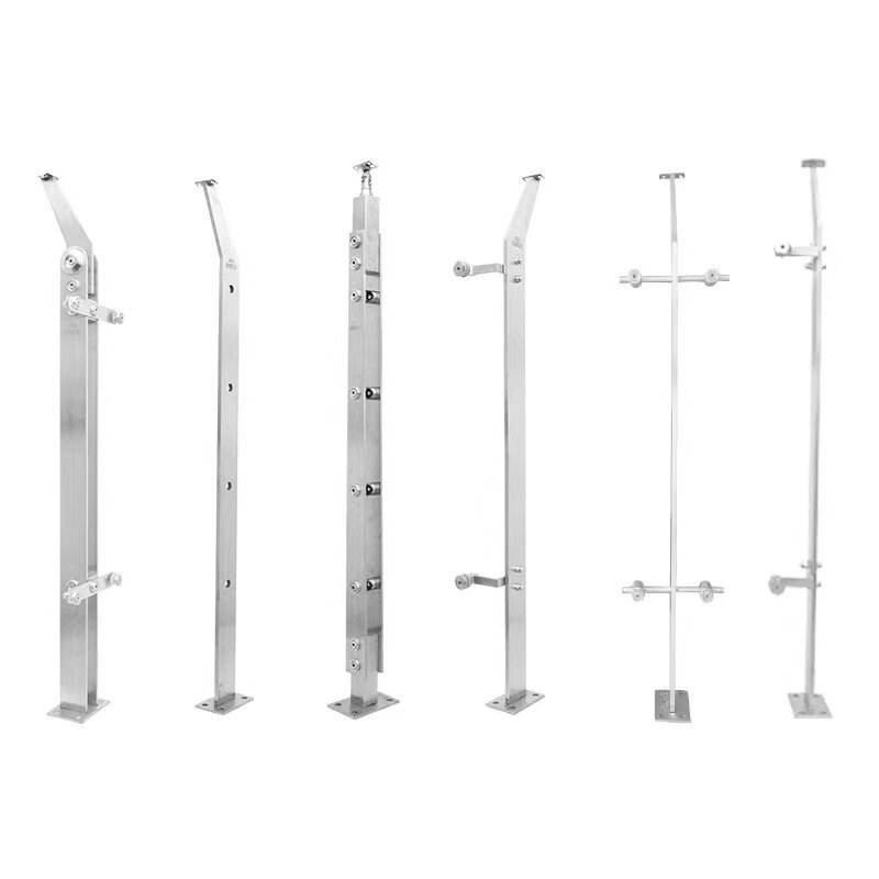 Indoor Staircase Glass Balustrade Post Stainless Steel Stair Glass Railing Clamp Designs