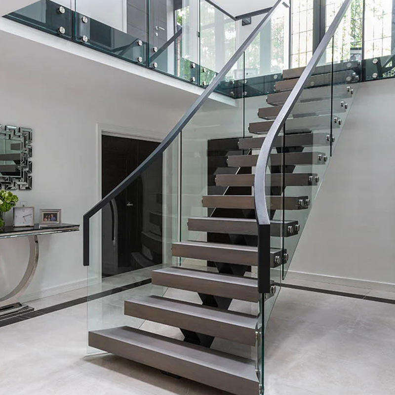 China Manufacturer Staircase Metal Stringer Floating Stairs Indoor Central Straight Riser for Small Spaces