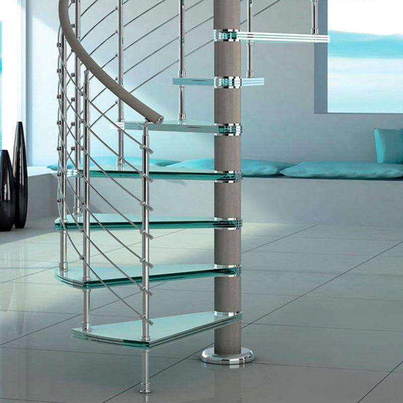 Top Sale Mild Steel Iron Glass Indoor Stair Used Spiral Staircase Design - ID 1601799903982