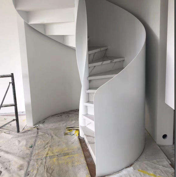 Great Price Stylish Custom Designer Stair Stainless Railing Curved Staircase White Tile Spiral Staircase - ID 1601825062045