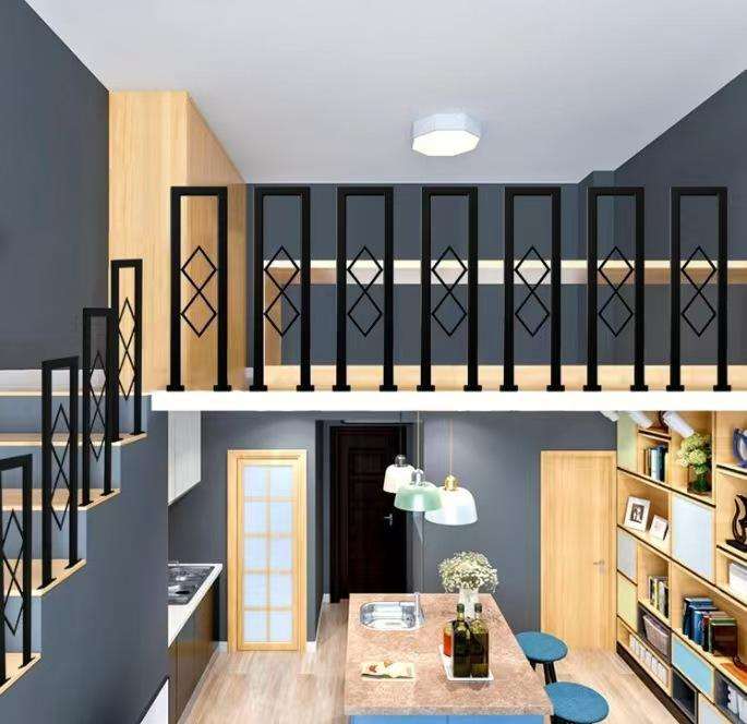 Indoor Black Carbon Steel Railing Designs for Balcony Luxury Stainless Steel Gold Stair Railing