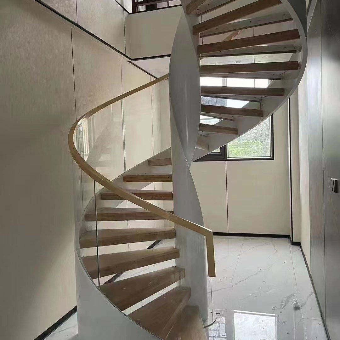 Custom Luxury Spiral Staircase Stair Indoor Outdoor Steel Stair Treads Metal Spiral Staircase With Wooden Step - ID 1601799983337