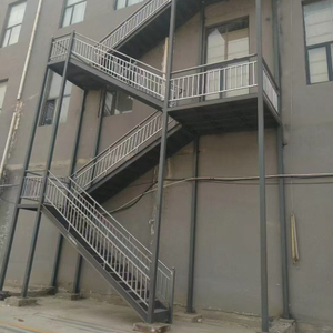 Exterior Staircase Metal Stairs With Rod Bar Rail Stair Railing Escape Stairs