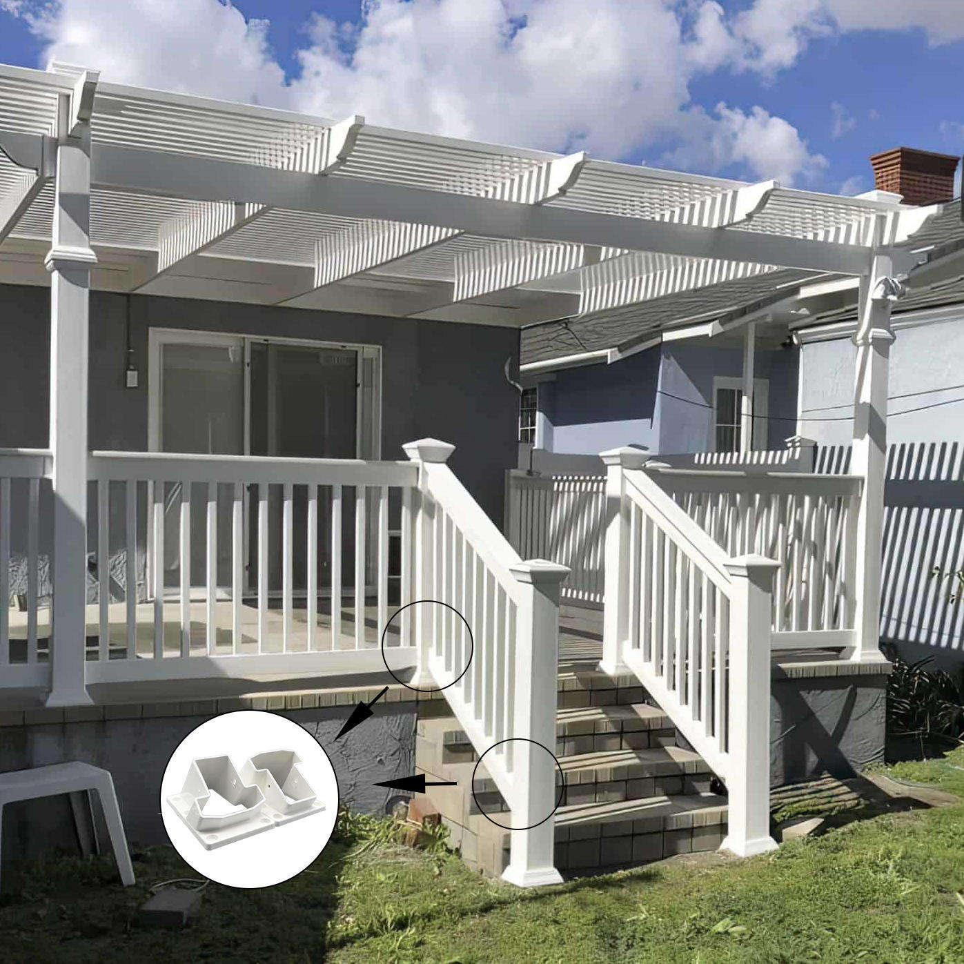 White PVC Handrail Fence Durable Plastic Vinyl Railing for Outdoor Garden, Deck, Stairs, and Balcony Decoration - ID 1601791483341