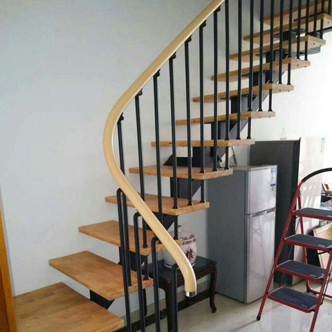 Top-Quality Morden Design Led Indoor Straight Steel Ladder Railing Wood Stair Treads - ID 1601799755174