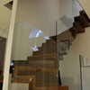 North American Modern Steel Stair Interior Straight Floating Staircase With Wood Tread and Tempered Glass Railing