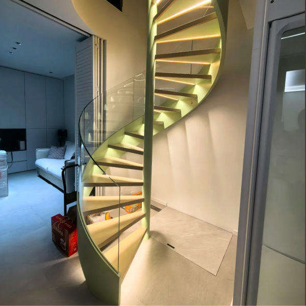 Great Price Stylish Custom Designer Stair Stainless Railing Curved Staircase White Tile Spiral Staircase - ID 1601825062045