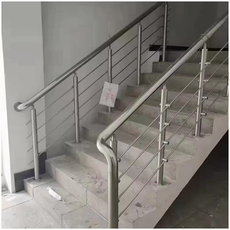 Stair Railing Design Security Balustrades Aluminum Metal Frame Round Stainless Steel Staircase Railing
