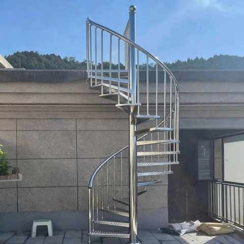 Modern Outdoor Steel Spiral Stairway Exterior Contemporary Easy to Install Spiral Staircase