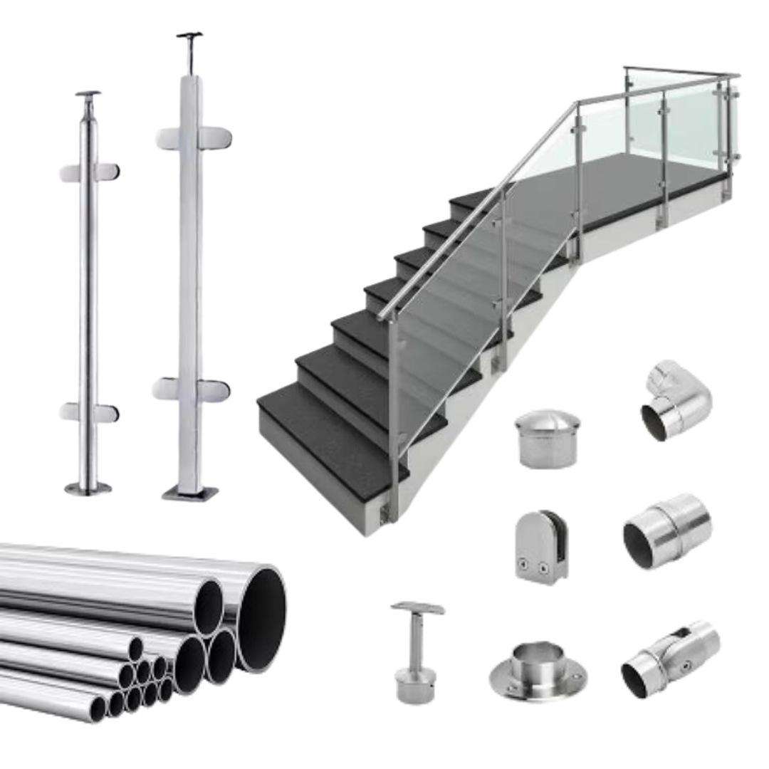 Stainless 304 316 Outdoor Tempered Glass Railing Design for Balcony Railing